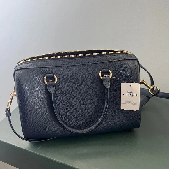 NWT Coach Navy Rowan Satchel - Picture 5 of 8